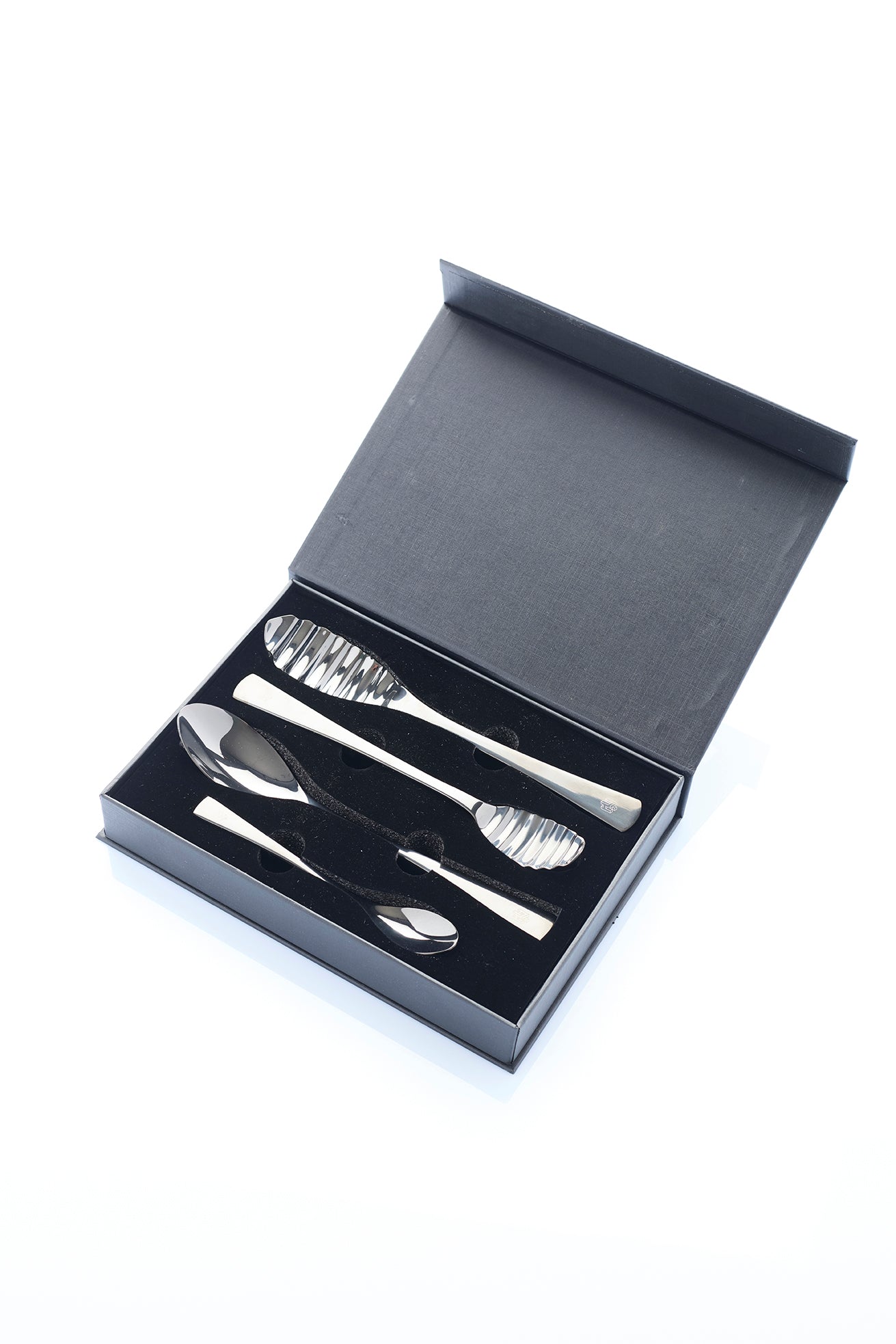洋楽 Spoonful Productionz Frank Haasnoot Quenelle Spoon Set – 4pc Wavy & Classic Stainless Steel